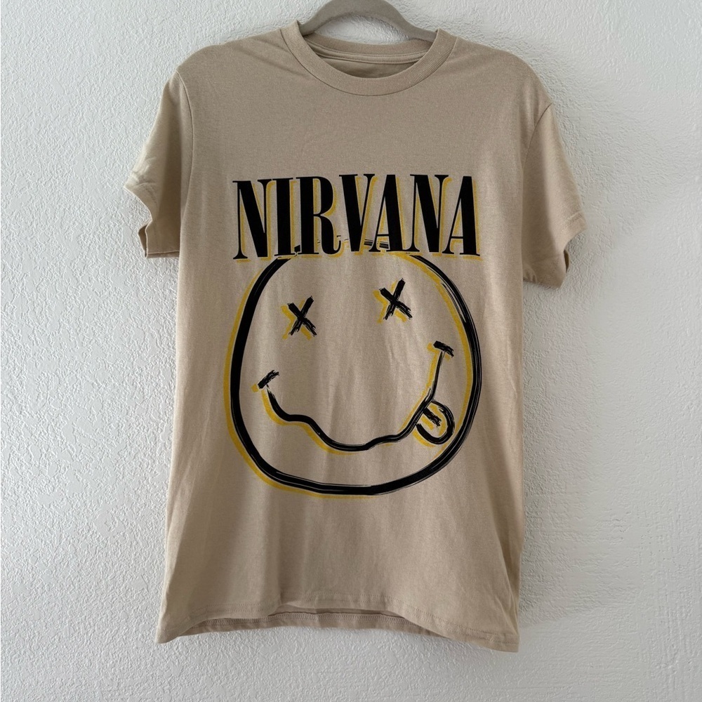 Nirvana Graphic Tee in Tan Size Small 100% cotton